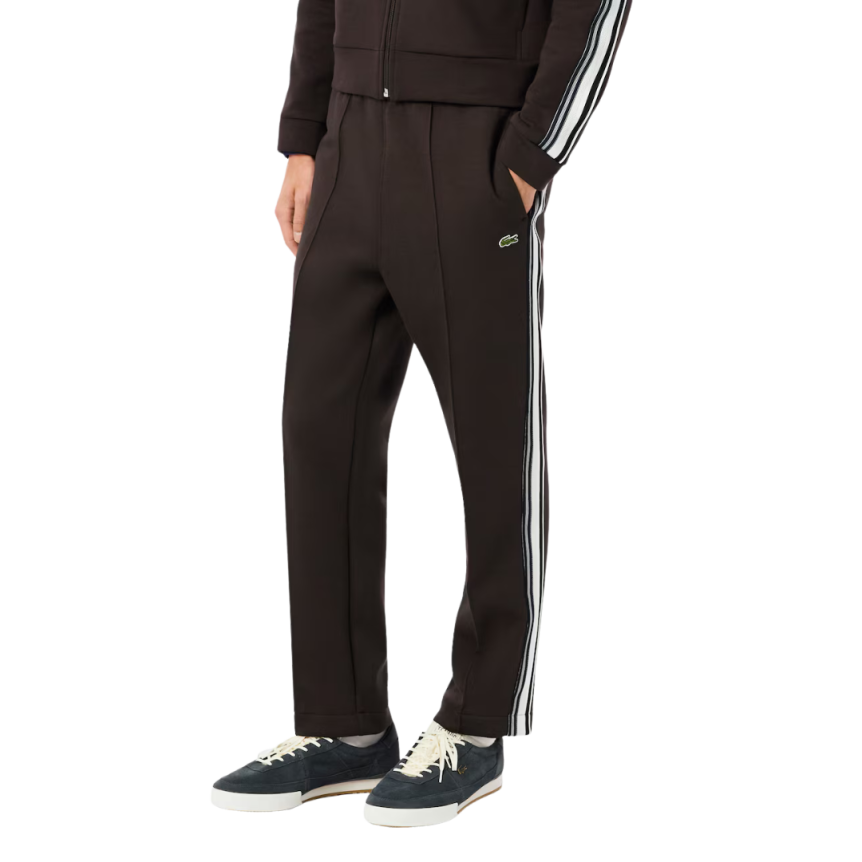 Pantalon de survêtement jogging LACOSTE marron chocolat bande