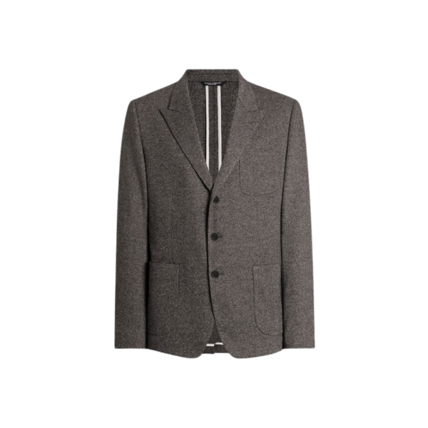 DOLCE & GABBANA Veste costume Portofino coton laine chevrons gris anthracite poches plaquées