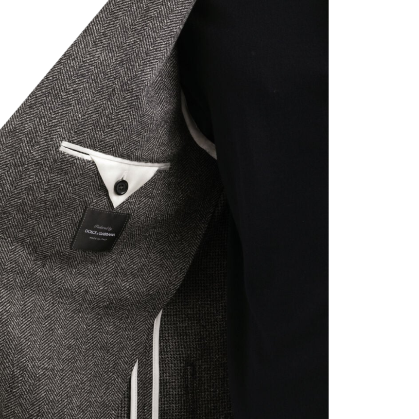 DOLCE & GABBANA Veste costume Portofino coton laine chevrons gris anthracite poches plaquées