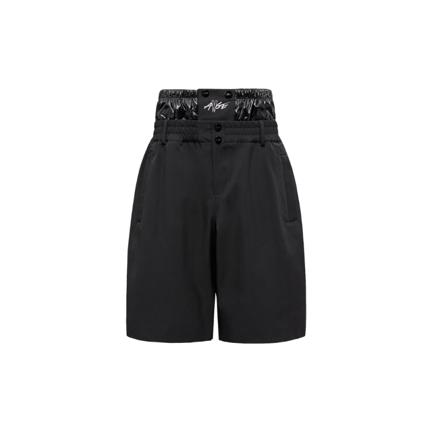 Short Moncler x A$AP Rocky nylon stretch noir mat ceinture brillant