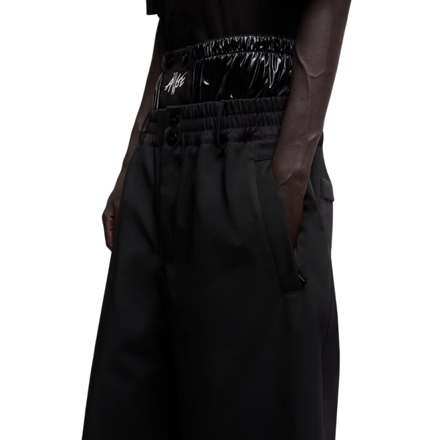 Short Moncler x A$AP Rocky nylon stretch noir mat ceinture brillant