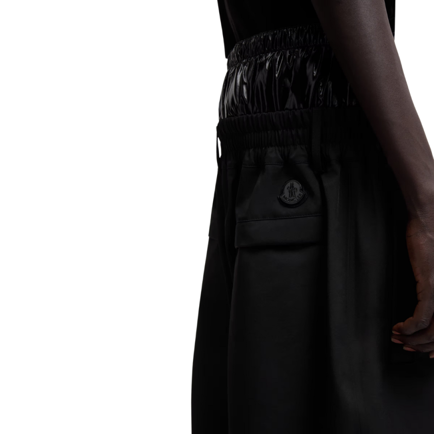 Short Moncler x A$AP Rocky nylon stretch noir mat ceinture brillant