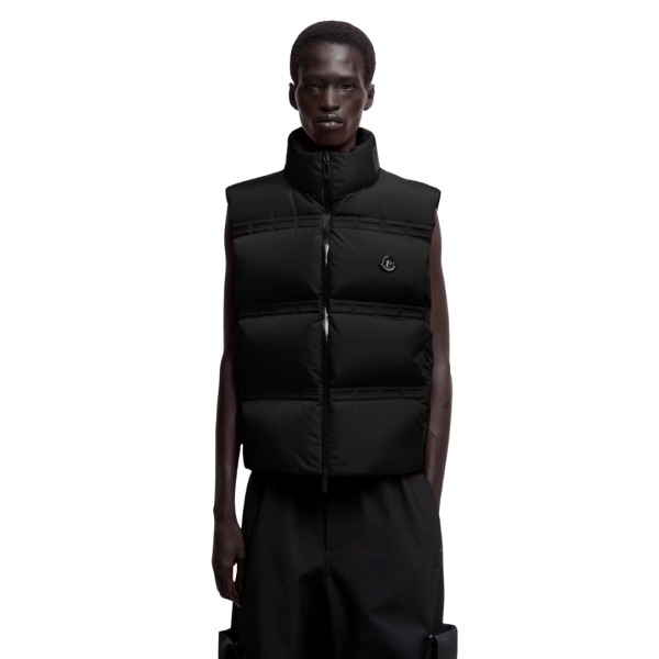 Doudoune sans manches Sparky Moncler x A$AP Rocky nylon mat noir logo poitrine