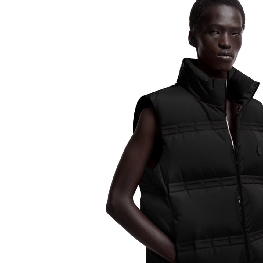 Doudoune sans manches Sparky Moncler x A$AP Rocky nylon mat noir logo poitrine