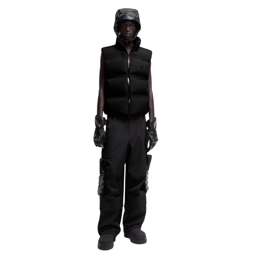 Doudoune sans manches Sparky Moncler x A$AP Rocky nylon mat noir logo poitrine