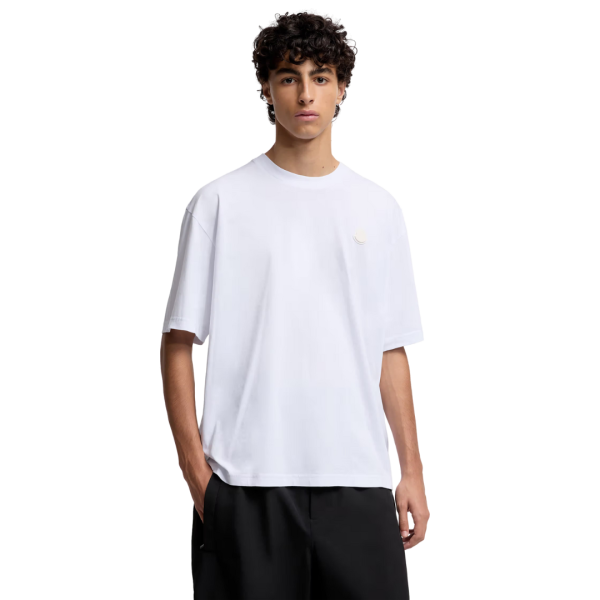 T-shirt col rond oversize Moncler x A$AP Rocky coton blanc logo