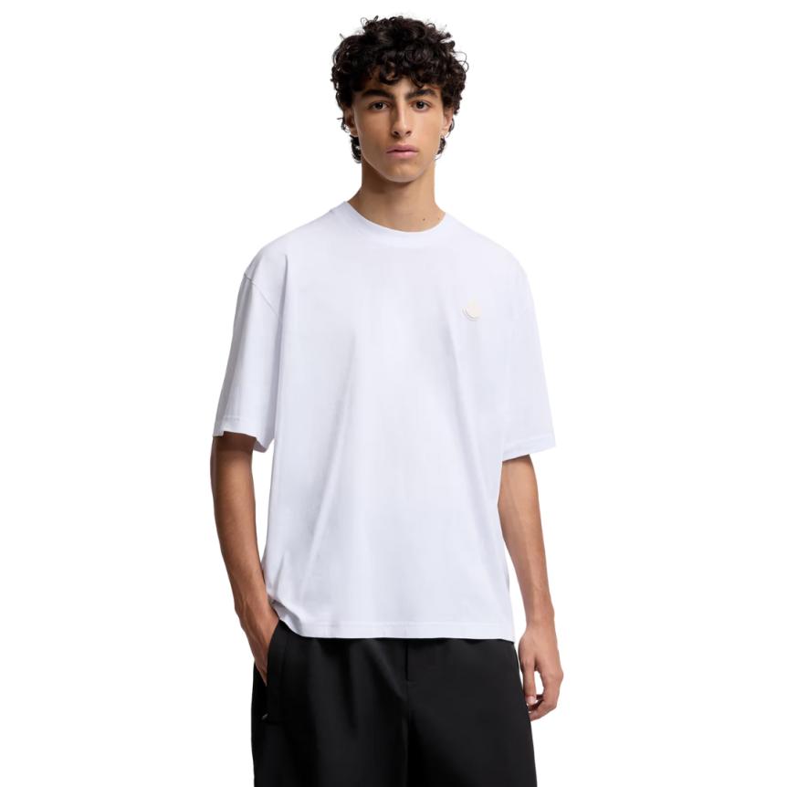T-shirt col rond oversize Moncler x A$AP Rocky coton blanc logo