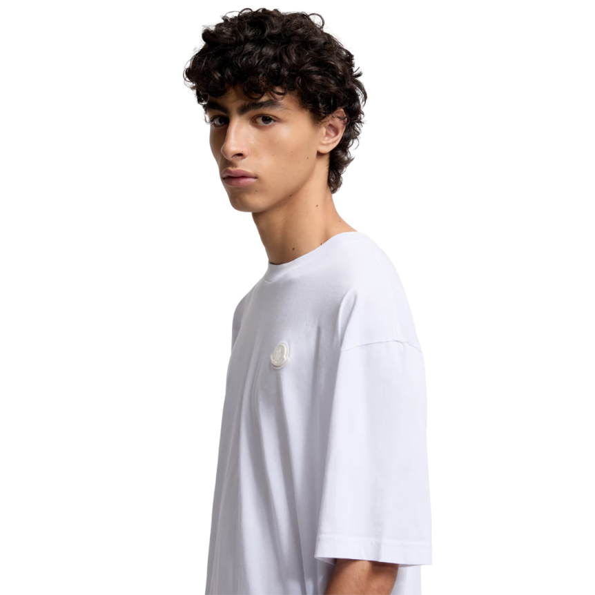 T-shirt col rond oversize Moncler x A$AP Rocky coton blanc logo