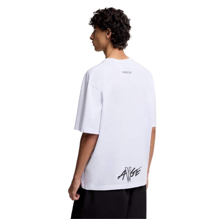 T-shirt col rond oversize Moncler x A$AP Rocky coton blanc logo