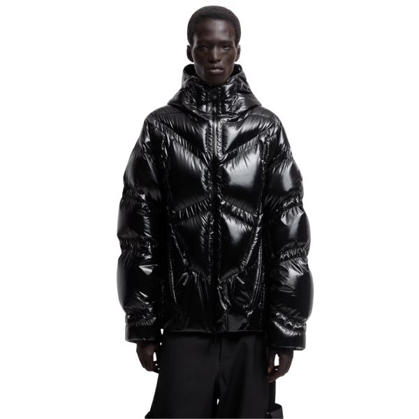 Doudoune courte à capuche Bahianinha Moncler x A$AP Rocky nylon noir brillant