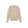 Pull col rond cachemire beige manche raglan logo ton sur ton