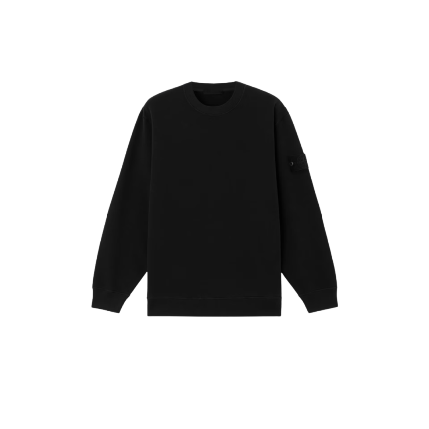 Sweat-shirt STONE ISLAND coton bio stretch noir logo noir Ghost Collection