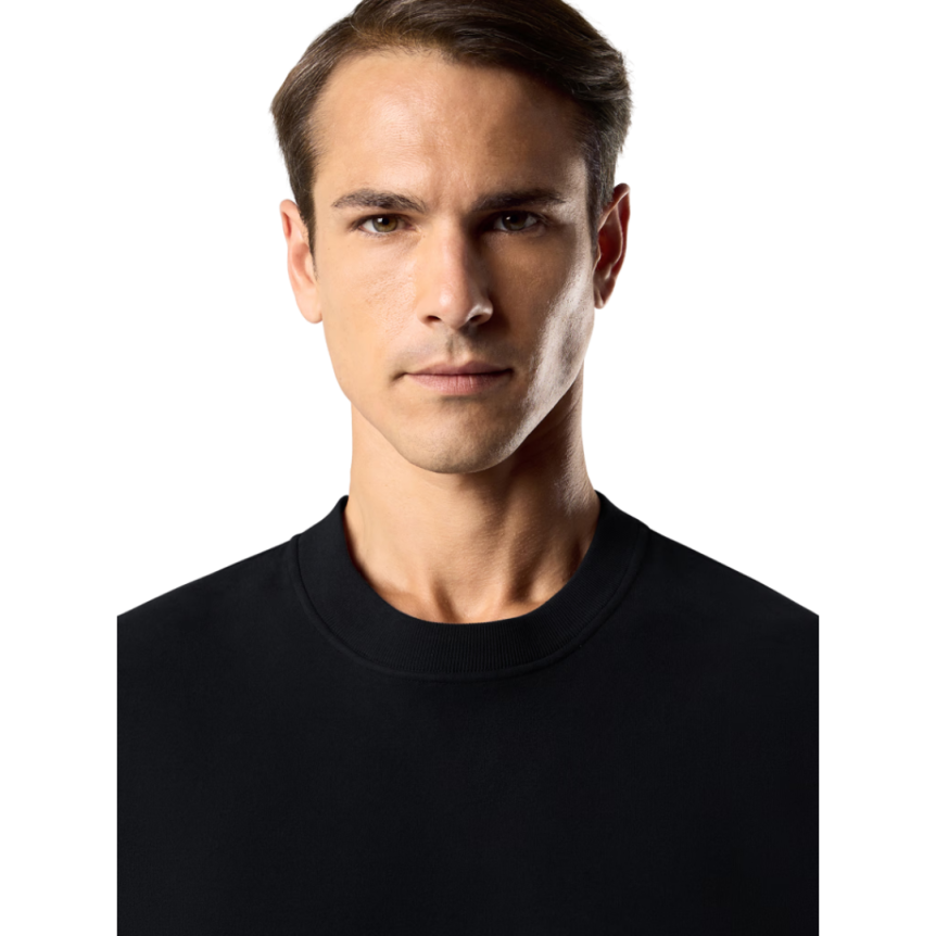 Sweat-shirt STONE ISLAND coton bio stretch noir logo noir Ghost Collection