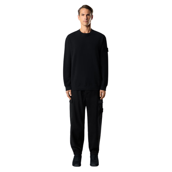 Sweat-shirt STONE ISLAND coton bio stretch noir logo noir Ghost Collection