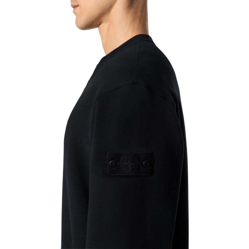 Sweat-shirt STONE ISLAND coton bio stretch noir logo noir Ghost Collection