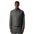 Blouson zippé flanelle laine vierge mélangée gris logo ton sur ton