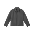 Blouson zippé flanelle laine vierge mélangée gris logo ton sur ton