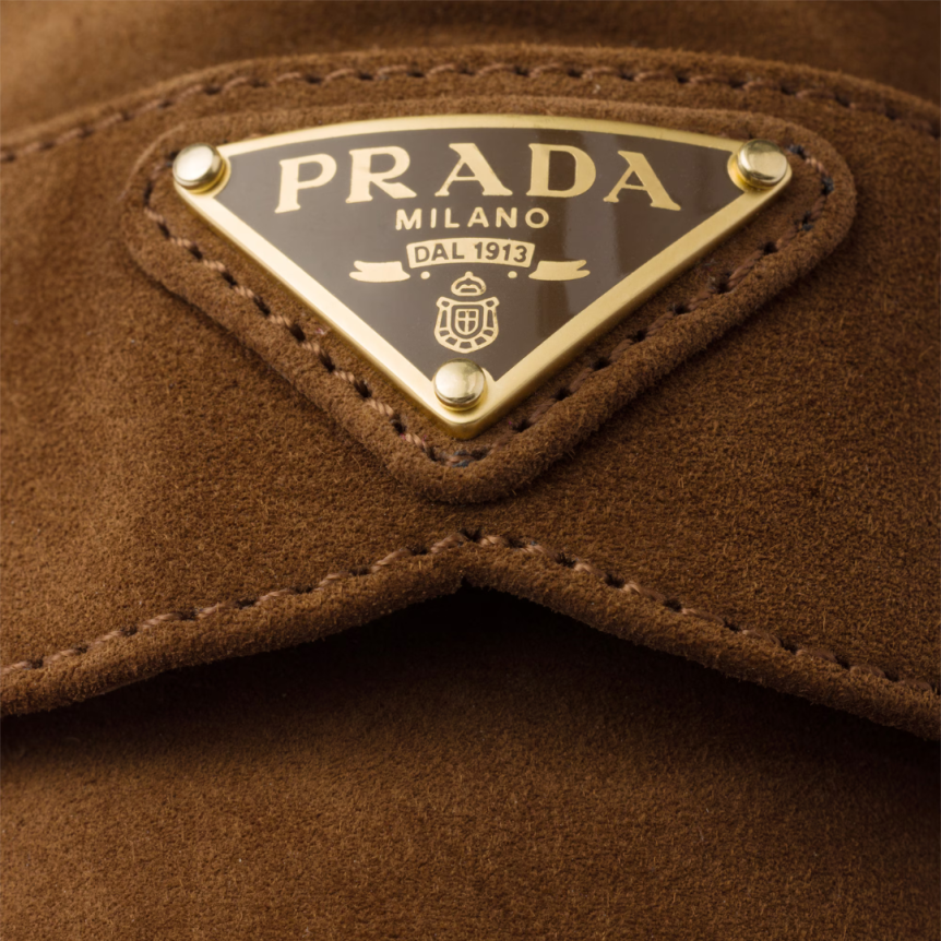 PRADA Mocassins Saint Tropez cuir veau velours marron mouton shearling écru