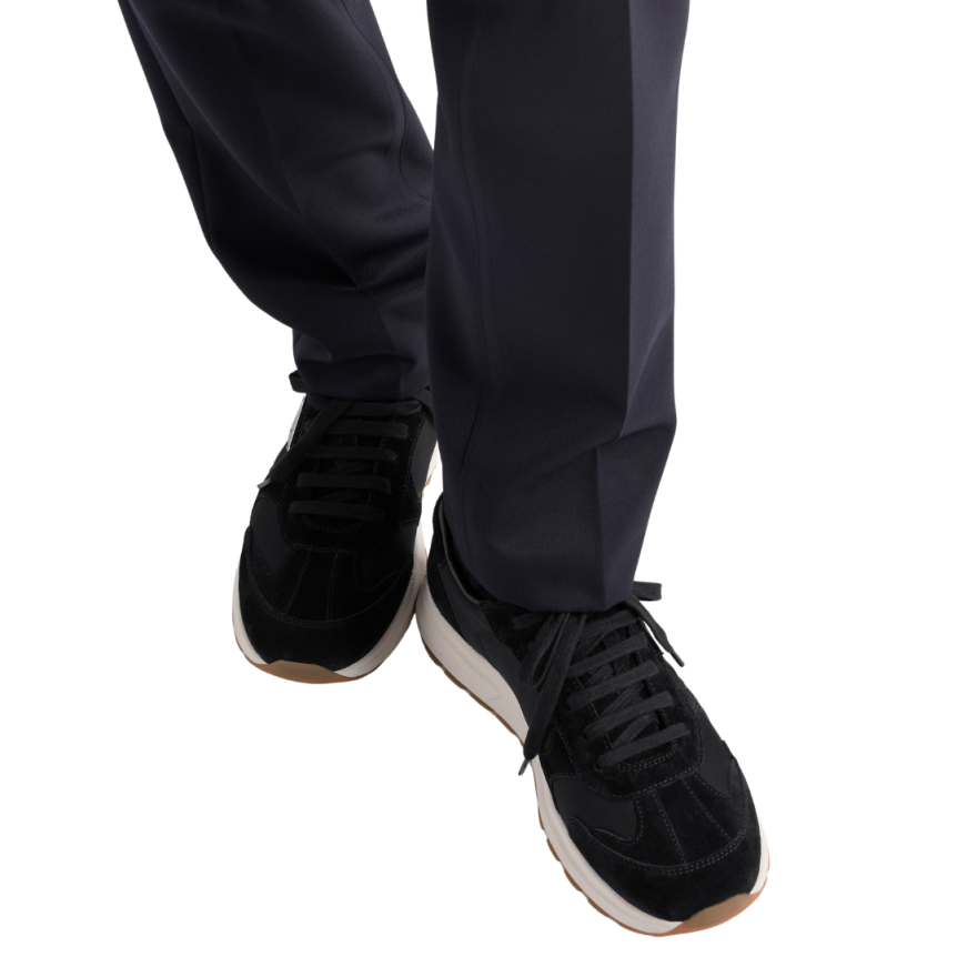 Sneakers Baskets PRADA Prax cuir daim Re-Nylon noir semelle blanche