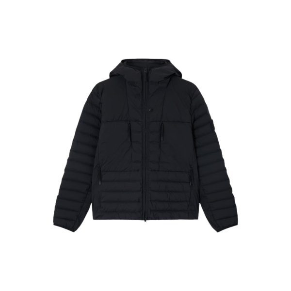 Doudoune Veste à capuche STONE ISLAND déperlante nylon léger recyclé noir