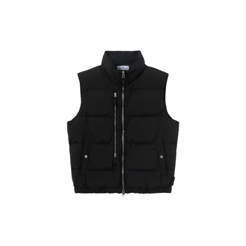 Gilet sans manche STONE ISLAND doudoune nylon métal irisé ECONYL® noir