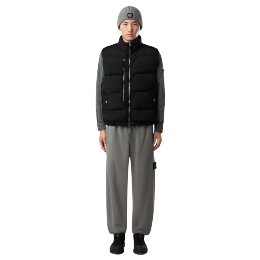 Gilet sans manche STONE ISLAND doudoune nylon métal irisé ECONYL® noir