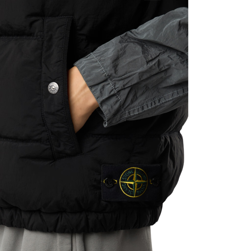 Gilet sans manche STONE ISLAND doudoune nylon métal irisé ECONYL® noir
