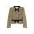 Veste courte col rond tweed multicolore vert doré nœud velours noir