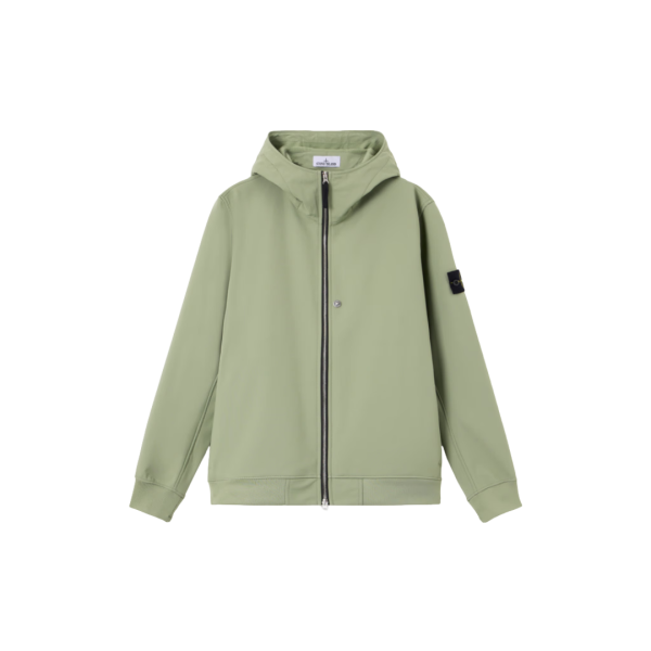 Blouson léger à capuche STONE ISLAND SOFT SHELL-R_e.dye® vert sauge
