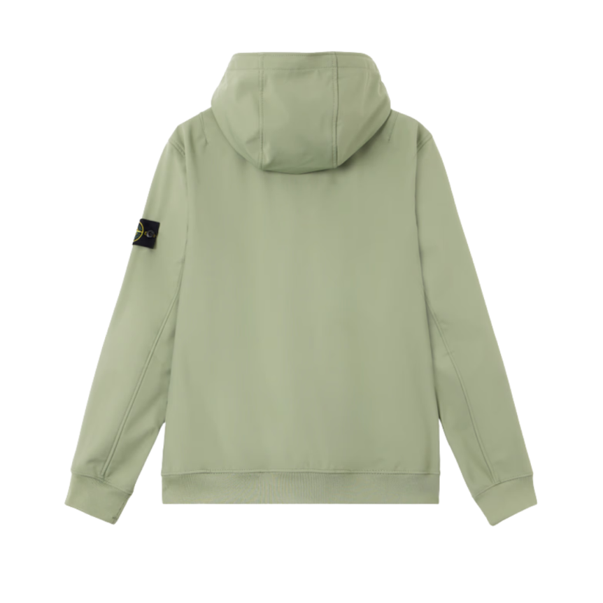 Blouson léger à capuche STONE ISLAND SOFT SHELL-R_e.dye® vert sauge
