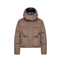 Doudoune courte à capuche Quierzy nylon pied de poule marron