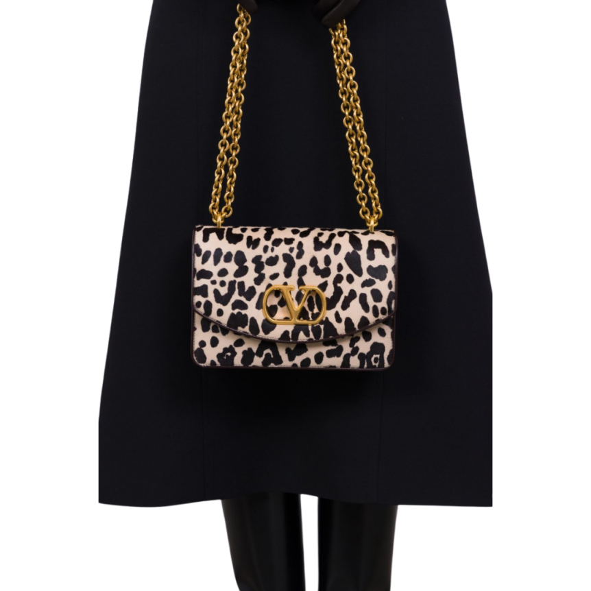 Petit Sac Porté Épaule VALENTINO Vain cuir veau Pony Imprimé Animalier Vlogo