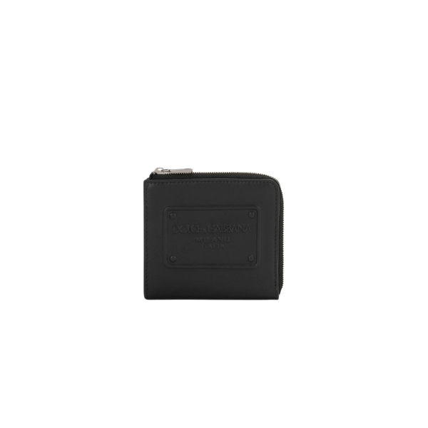 Porte-cartes DOLCE & GABBANA cuir veau noir logo en relief