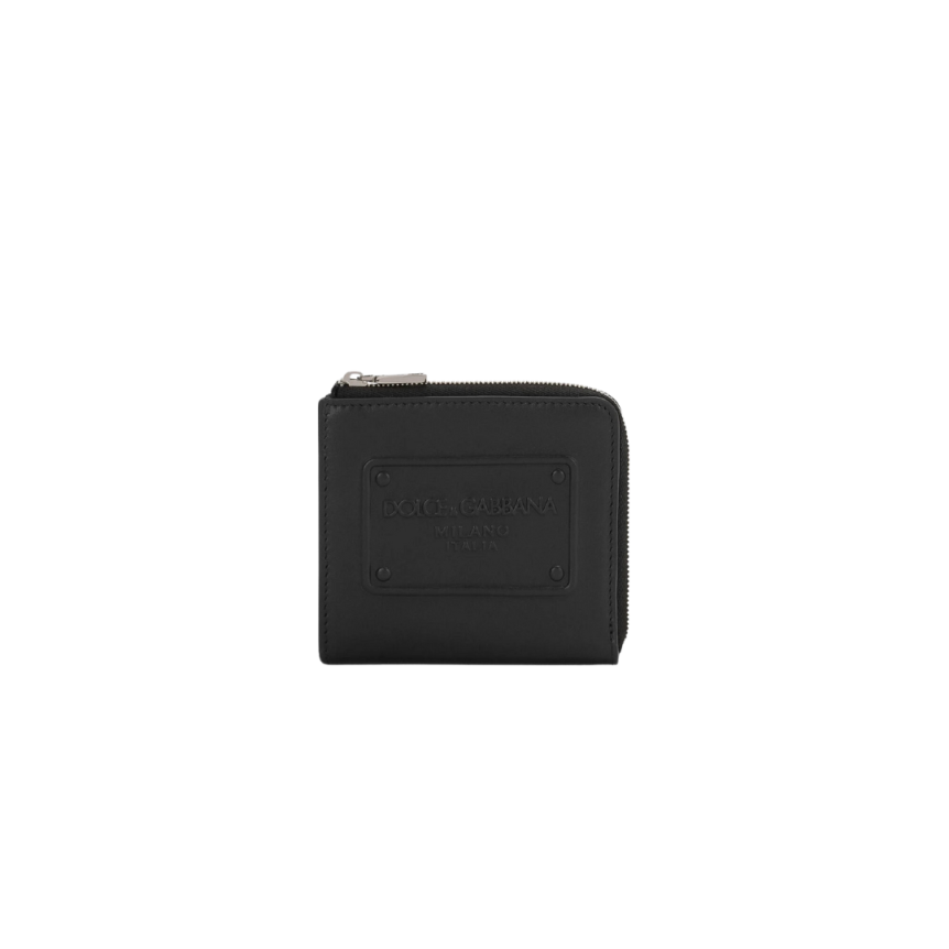 Porte-cartes DOLCE & GABBANA cuir veau noir logo en relief
