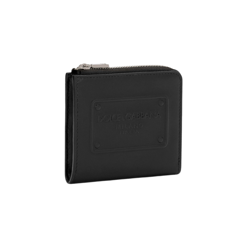 Porte-cartes DOLCE & GABBANA cuir veau noir logo en relief