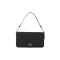 Compagnon Portefeuille cuir Saffiano noir logo triangle métal