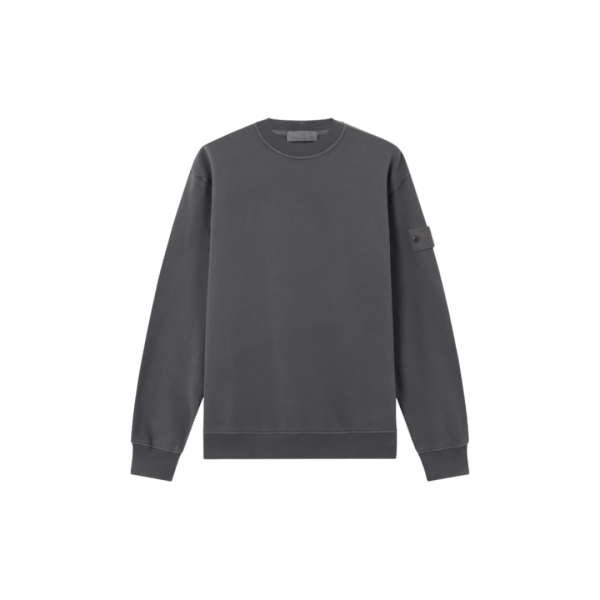 Sweat-shirt STONE ISLAND ras-du-cou coton bio gris logo ton sur ton Ghost