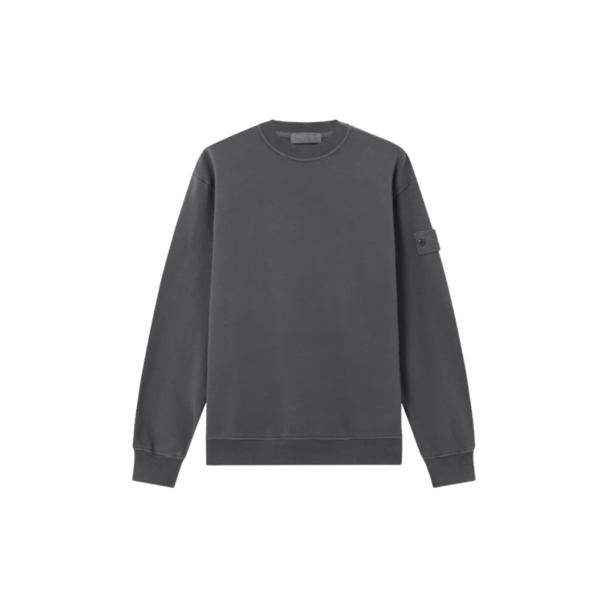Sweat-shirt STONE ISLAND ras-du-cou coton bio gris logo ton sur ton Ghost