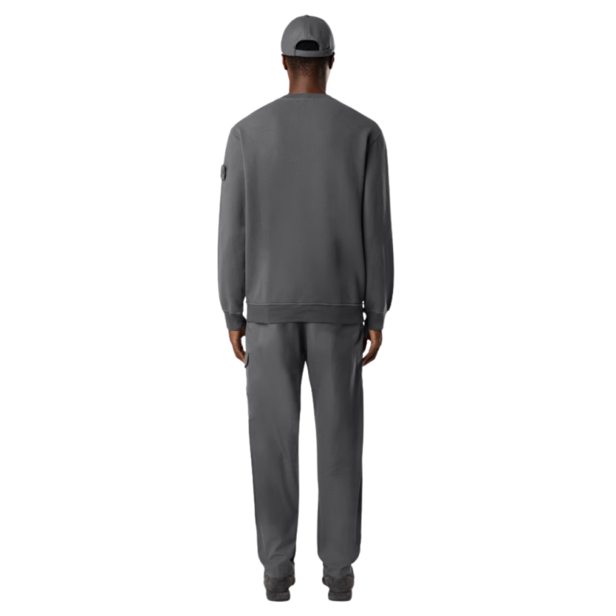 Sweat-shirt STONE ISLAND ras-du-cou coton bio gris logo ton sur ton Ghost