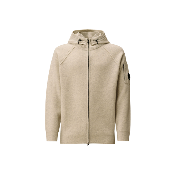 Cardigan zippé à capuche  CP COMPANY laine écru beige
