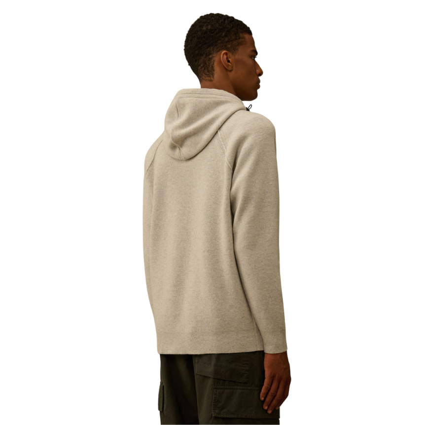 Cardigan zippé à capuche  CP COMPANY laine écru beige