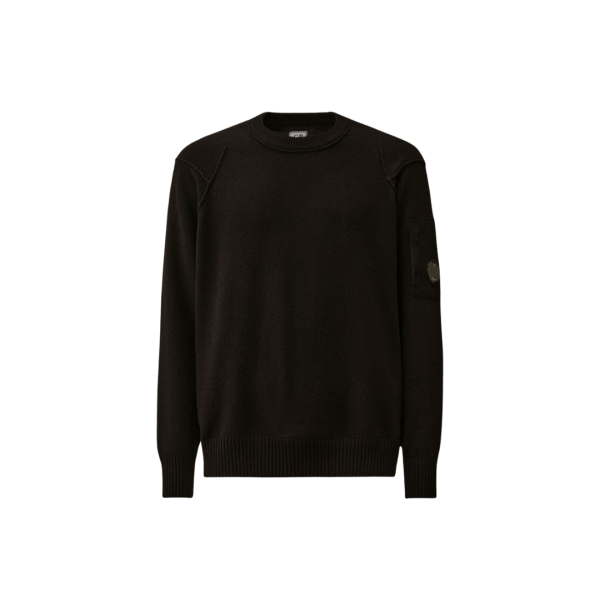 Pull col rond CP COMPANY laine agneau nylon noir