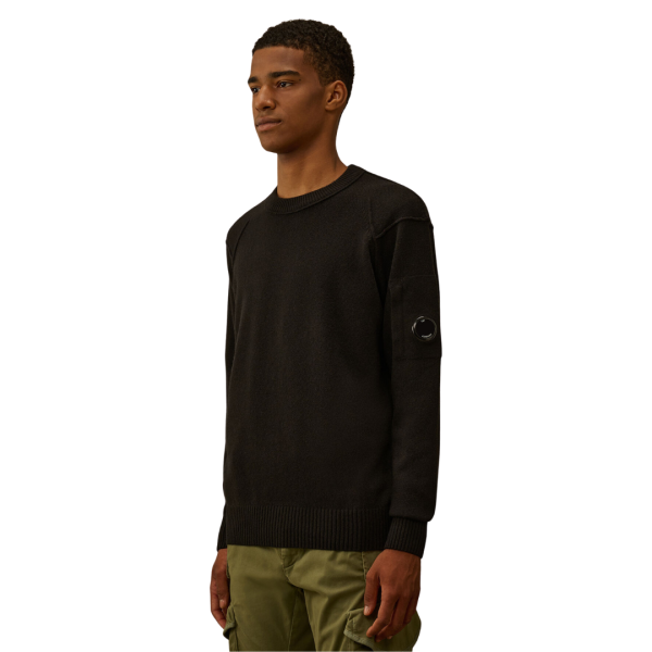 Pull col rond CP COMPANY laine agneau nylon noir