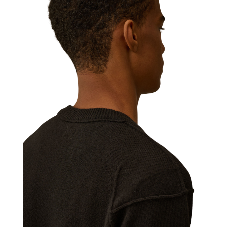 Pull col rond CP COMPANY laine agneau nylon noir