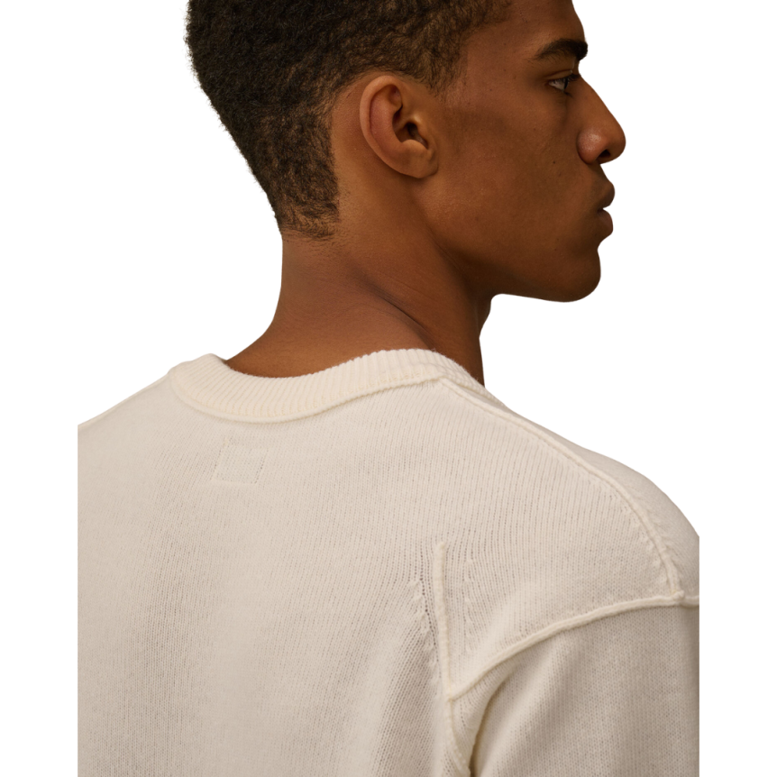 Pull col rond CP COMPANY laine agneau nylon écru