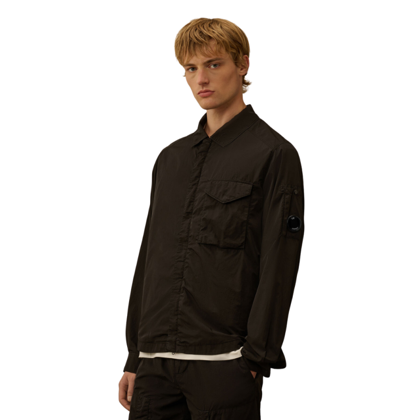 Surchemise zippée CP COMPANY nylon Chrome-R noir lentille