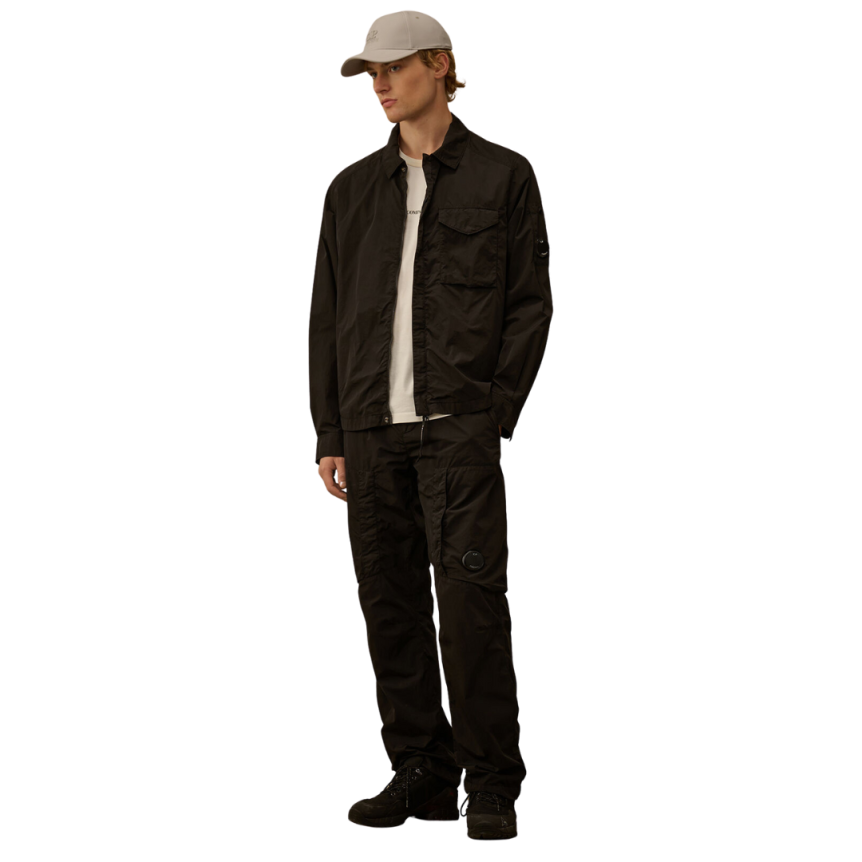 Surchemise zippée CP COMPANY nylon Chrome-R noir lentille