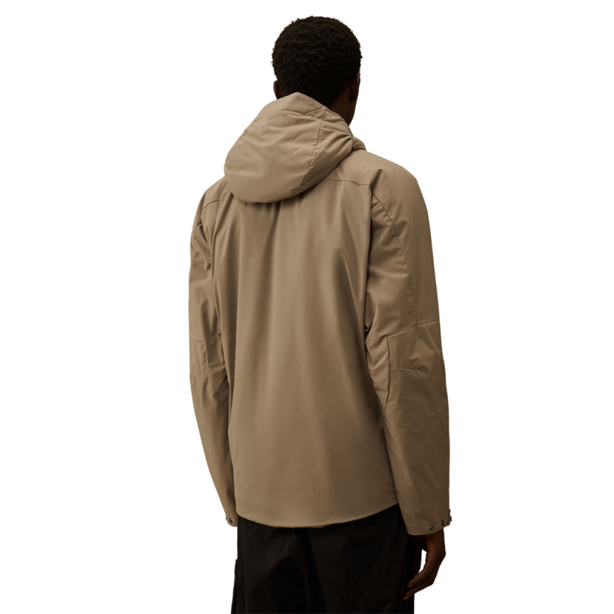Veste matelassée à capuche CP COMPANY Pro-Tek nylon marron gris lentille manche