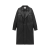 Manteau long col montant cuir agneau noir zip rabat pression