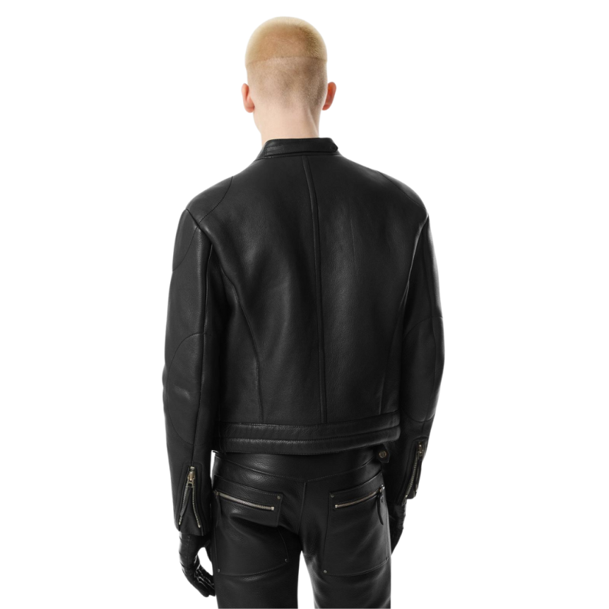 Blouson biker TOM FORD zippé cuir agneau noir